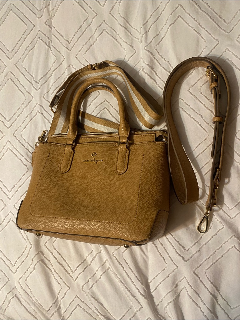 Nanette Lepore Butterscotch Pebbled Leather Satchel with extra Strap